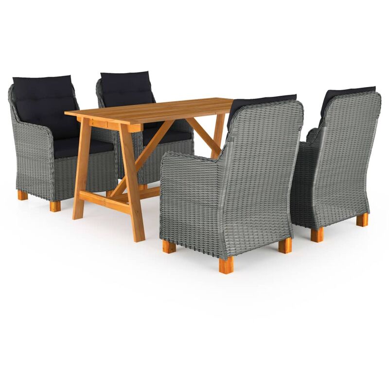 

Juego de comedor para jardín de 5 piezas gris claro - Gris - Youthup
