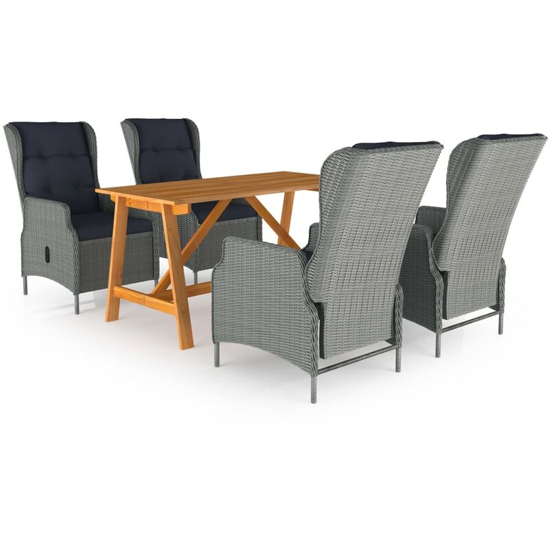 

Juego de comedor para jardín de 5 piezas gris claro - Gris - Youthup