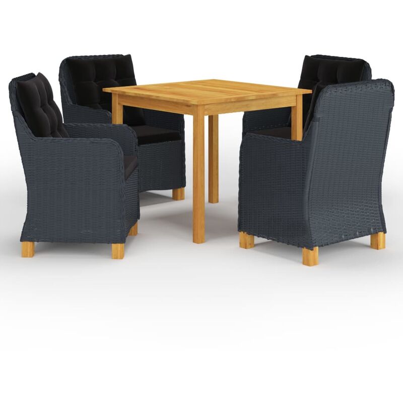 

Juego de comedor para jardín de 5 piezas gris oscuro - Gris - Youthup