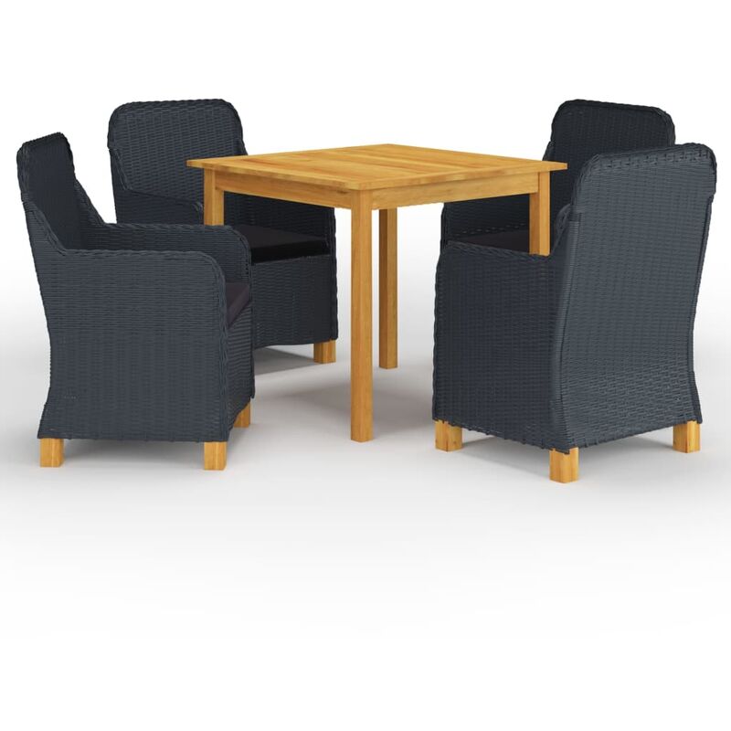

Juego de comedor para jardín de 5 piezas gris oscuro - Gris - Youthup
