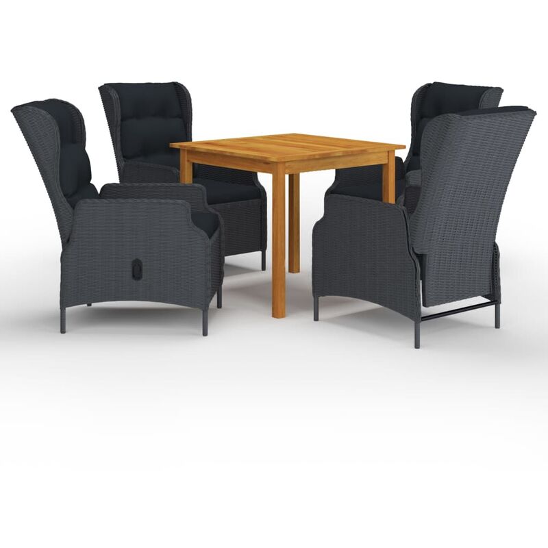

YOUTHUP Juego de comedor para jardín de 5 piezas gris oscuro - Gris
