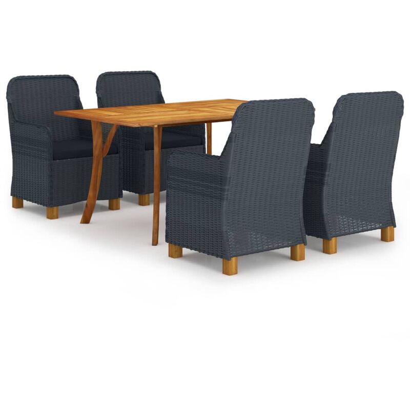 

Juego de comedor para jardín de 5 piezas gris oscuro - Gris - Youthup