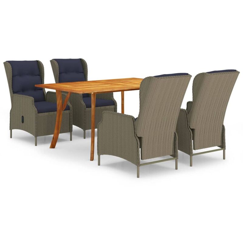 

YOUTHUP Juego de comedor para jardín de 5 piezas marrón - Marrón