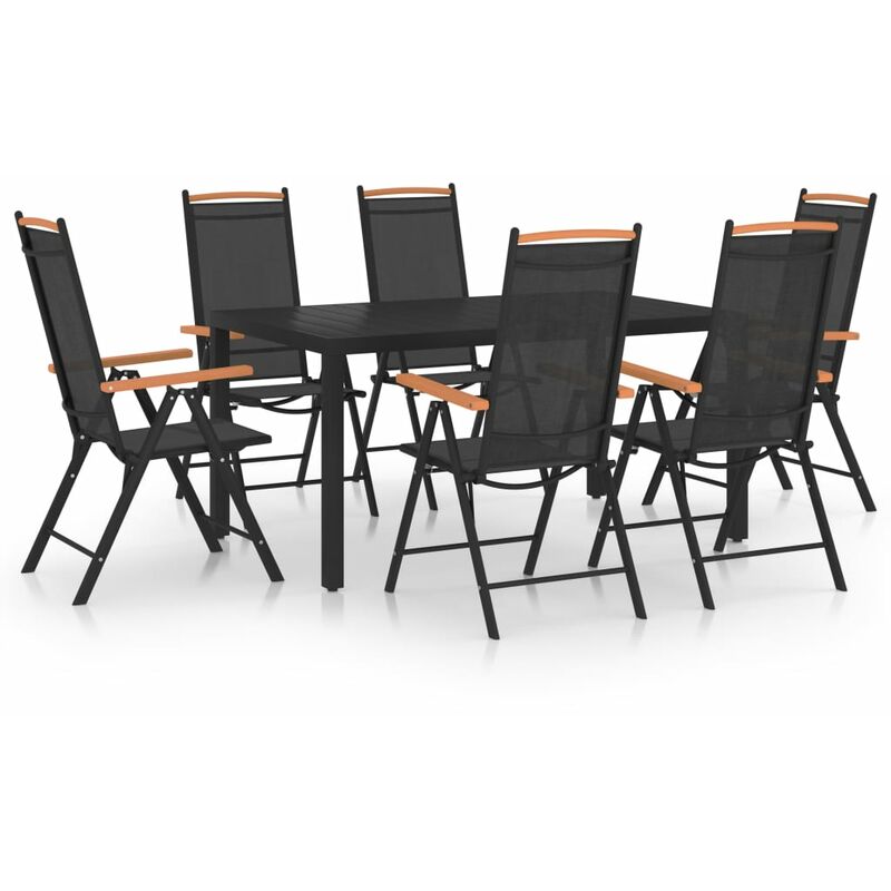 

Juego de comedor para jardín de 7 piezas aluminio negro - Negro - Youthup