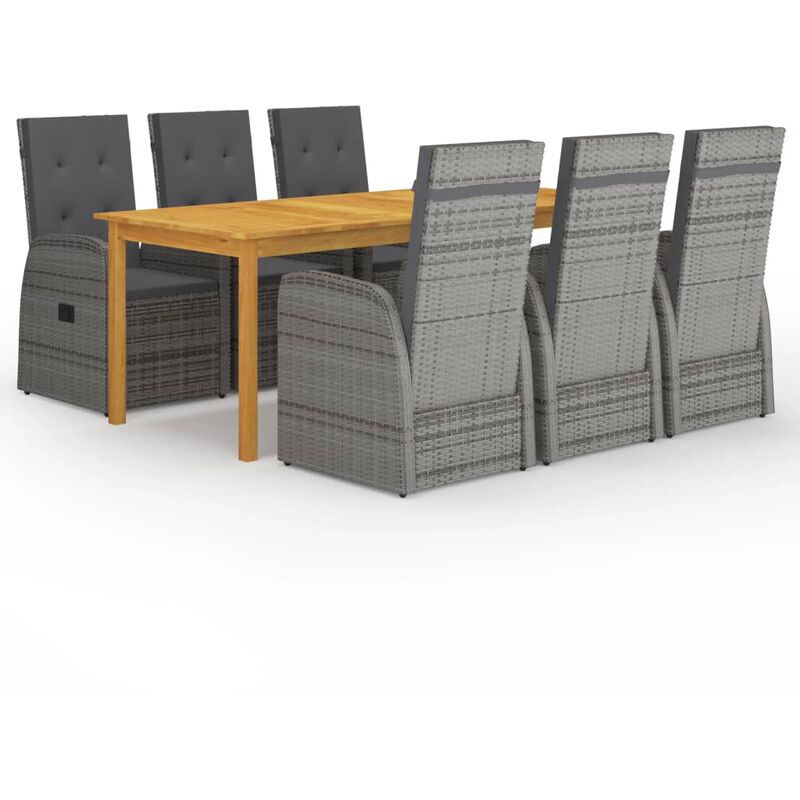 

Juego de comedor para jardín de 7 piezas gris - Gris - Youthup