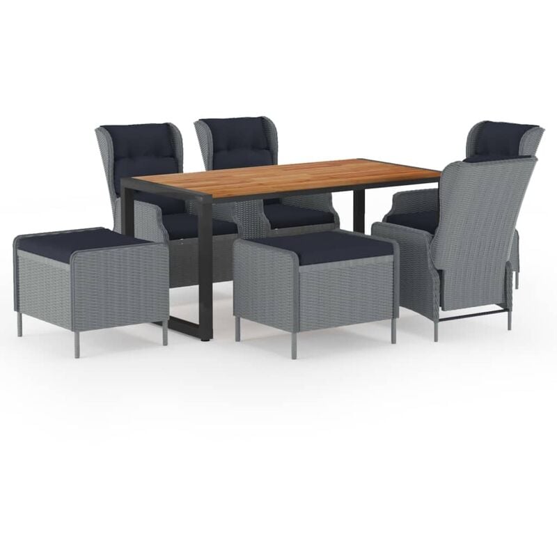 

Juego de comedor para jardín de 7 piezas gris claro - Gris - Youthup