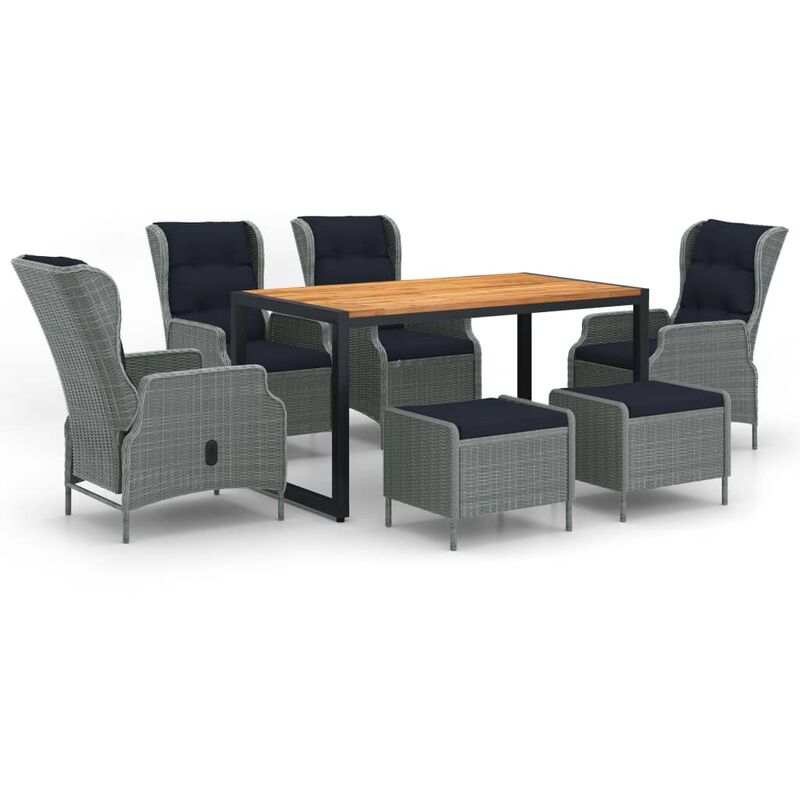

Juego de comedor para jardín de 7 piezas gris claro - Gris - Youthup