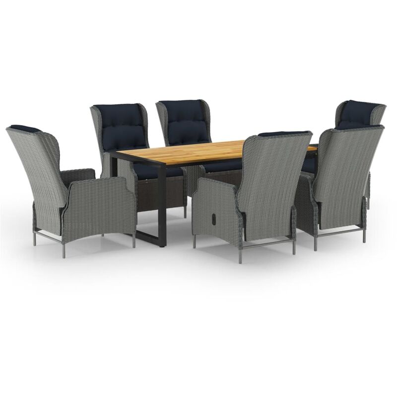 

YOUTHUP Juego de comedor para jardín de 7 piezas gris claro - Gris