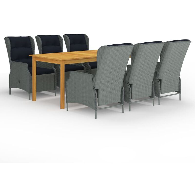 

YOUTHUP Juego de comedor para jardín de 7 piezas gris claro - Gris