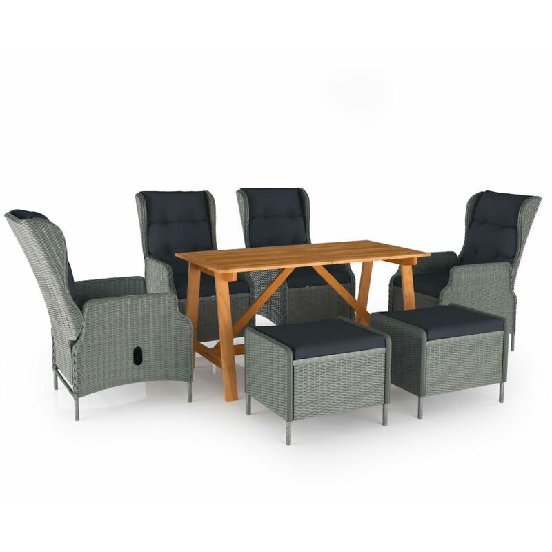

Juego de comedor para jardín de 7 piezas gris claro - Gris - Youthup