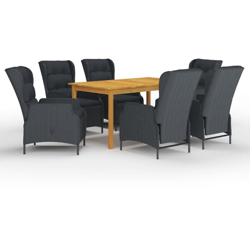 

Juego de comedor para jardín de 7 piezas gris oscuro - Gris - Youthup