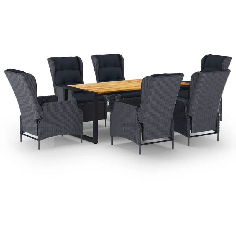 

Juego de comedor para jardín de 7 piezas gris oscuro - Gris - Youthup