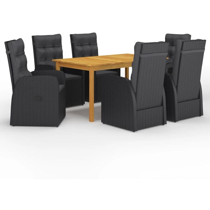 

Juego de comedor para jardín de 7 piezas negro - Negro - Youthup