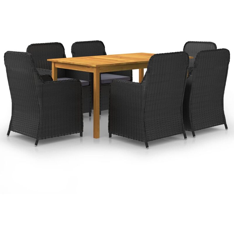 

YOUTHUP Juego de comedor para jardín de 7 piezas negro - Negro