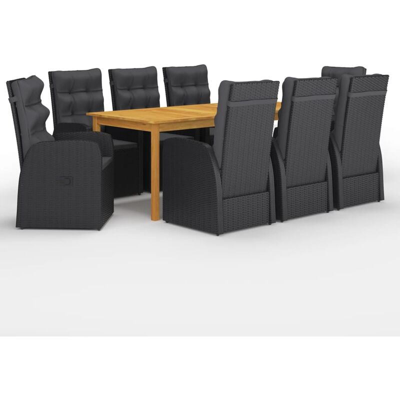 

Juego de comedor para jardín de 9 piezas negro - Negro - Youthup