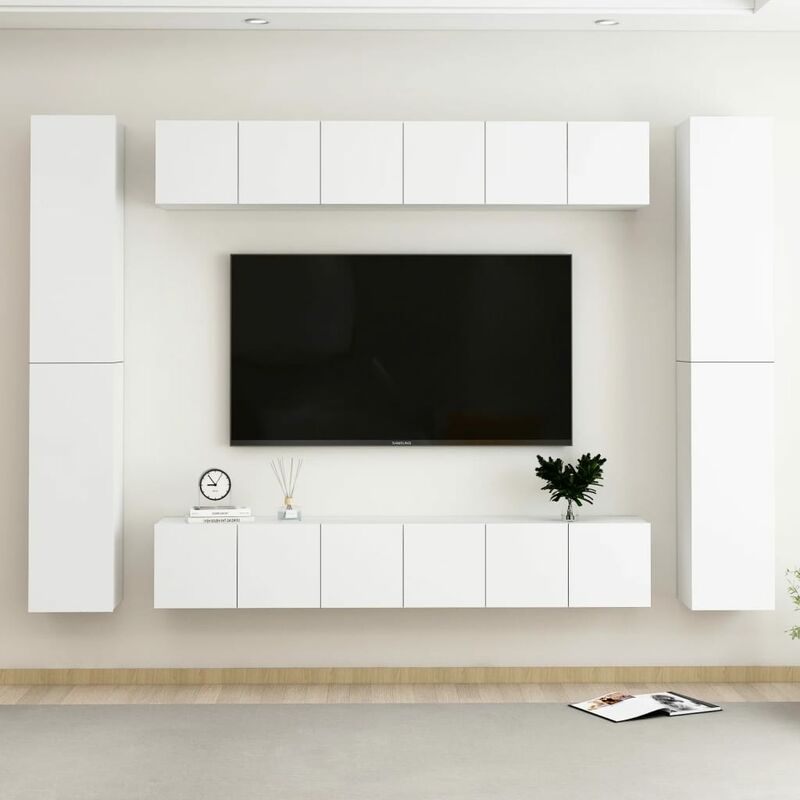 

Juego de mueble para TV de 10 piezas aglomerado blanco - Blanco - Youthup