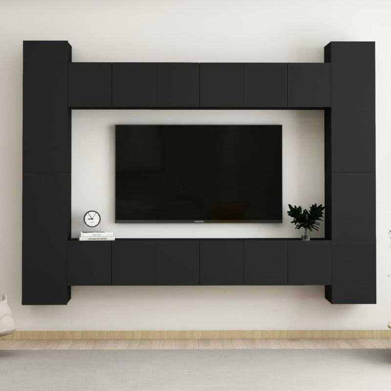 

Juego de mueble para TV de 10 piezas aglomerado negro - Negro - Youthup