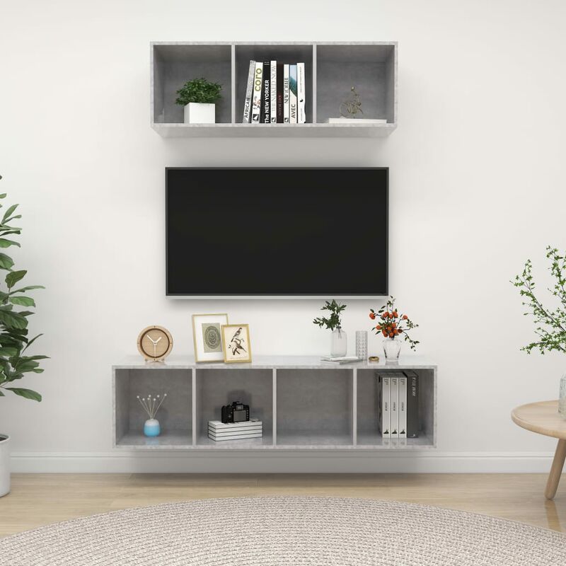 

YOUTHUP Juego de mueble para TV de 2 piezas aglomerado gris hormigón - Gris