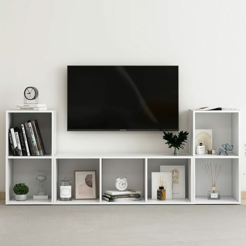 

Juego de mueble para TV de 3 piezas aglomerado blanco - Blanco - Youthup