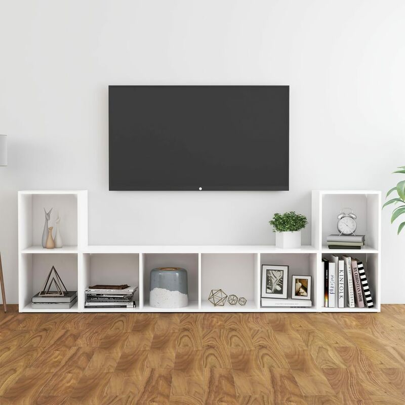 

Juego de mueble para TV de 3 piezas aglomerado blanco - Blanco - Youthup