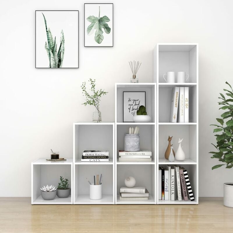 

Juego de mueble para TV de 4 piezas aglomerado blanco - Blanco - Youthup