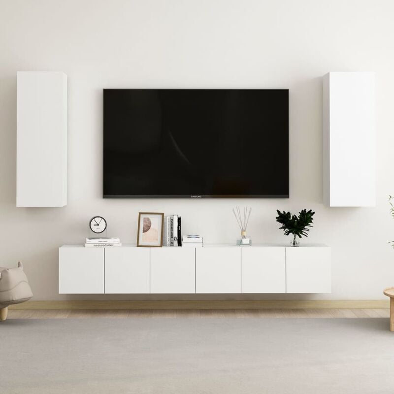 

Juego de mueble para TV de 5 piezas aglomerado blanco - Blanco - Youthup