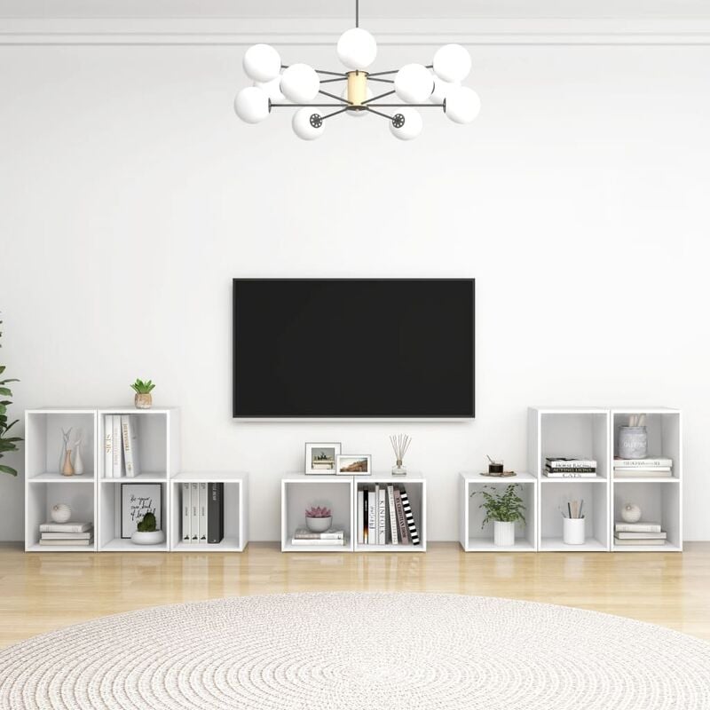 

Juego de mueble para TV de 8 piezas aglomerado blanco - Blanco - Youthup