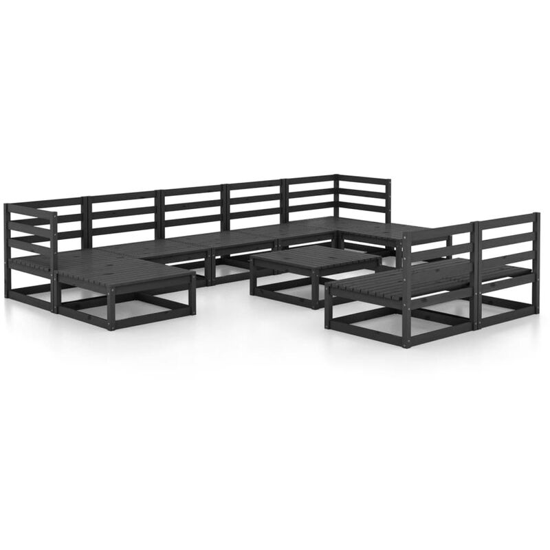 

Juego de muebles de jardín 10 piezas madera pino maciza - Negro - Youthup