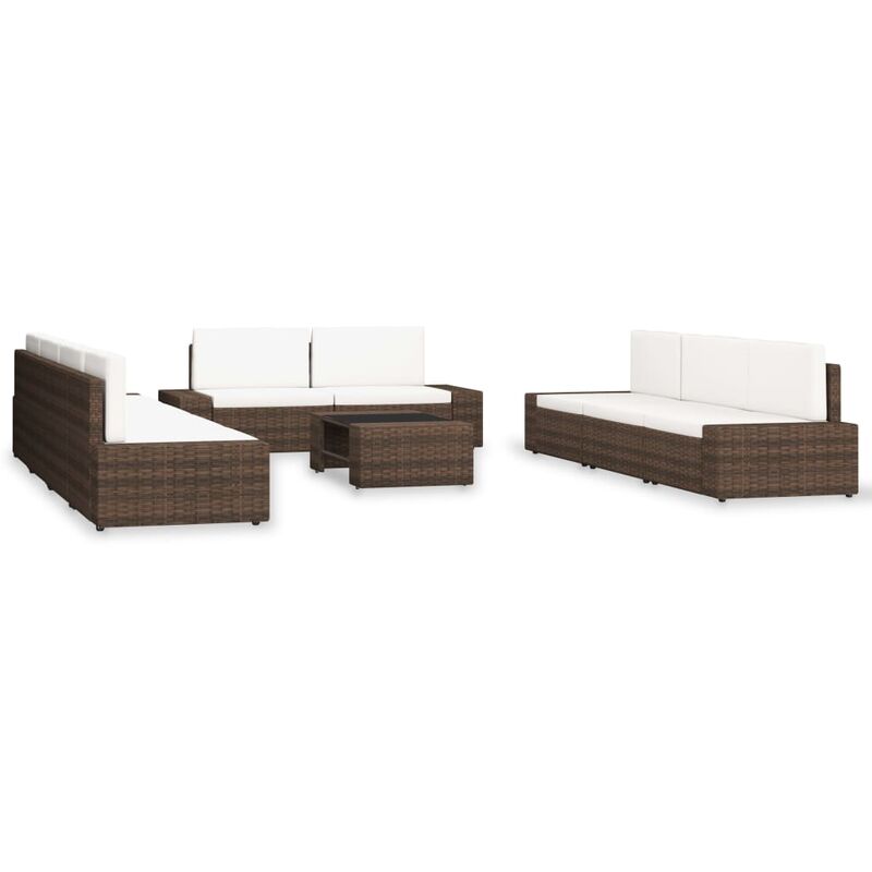 

Juego de muebles de jardín 10 piezas ratán sintético marrón - Marrón - Youthup
