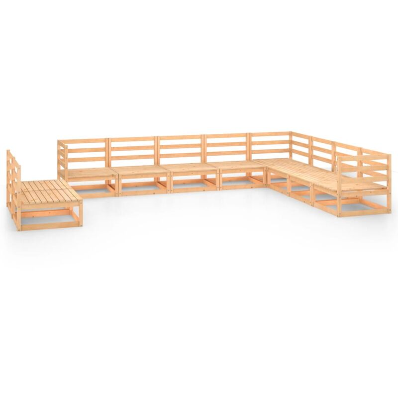 

Juego de muebles de jardín 10 pzas y cojines madera pino maciza - Marrón - Youthup