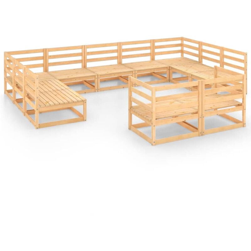 

YOUTHUP Juego de muebles de jardín 11 piezas madera de pino maciza - Marrón