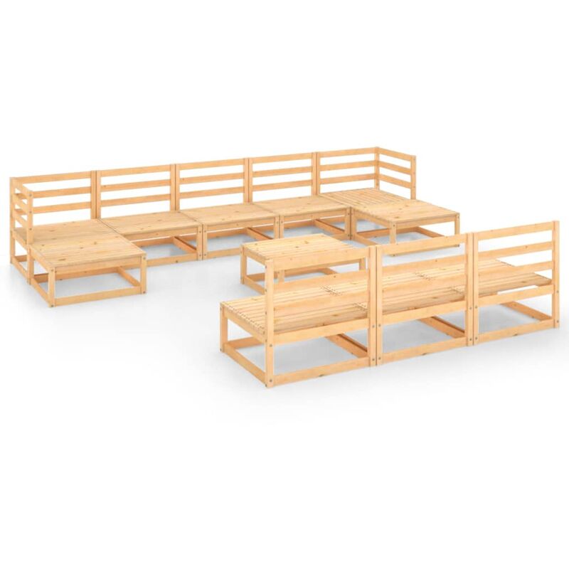 

YOUTHUP Juego de muebles de jardín 11 piezas madera maciza pino - Marrón
