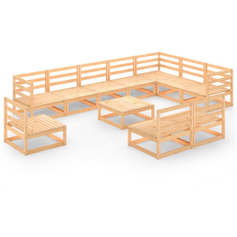 

Juego de muebles de jardín 11 pzas y cojines madera pino maciza - Marrón - Youthup