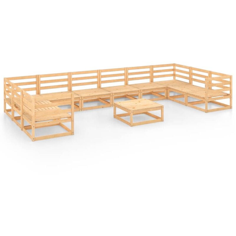 

Juego de muebles de jardín 11 pzas y cojines madera pino maciza - Youthup