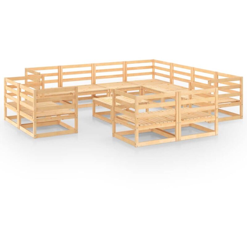 

Juego de muebles de jardín 12 piezas madera maciza de pino - Marrón - Youthup
