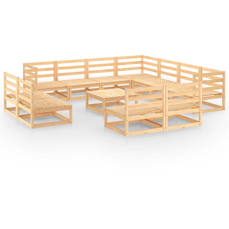 

Juego de muebles de jardín 12 piezas madera pino maciza - Marrón - Youthup