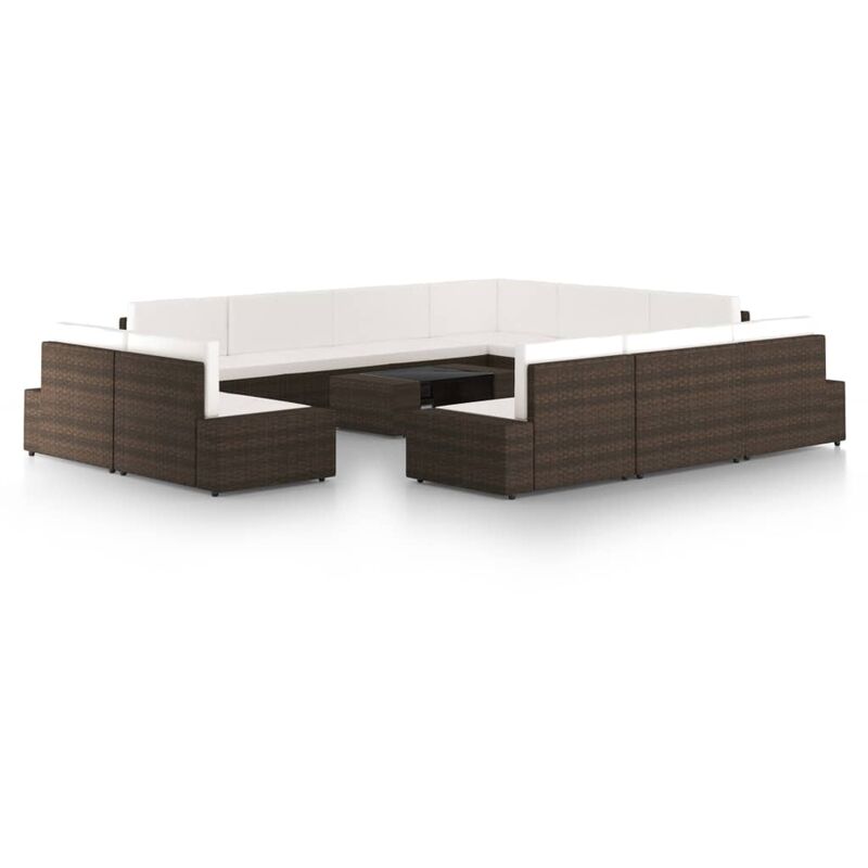 

Juego de muebles de jardín 12 pzas con cojines ratán PE marrón - Marrón - Youthup