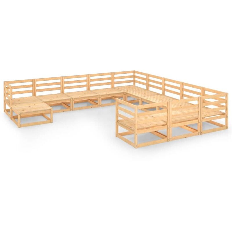 

Juego de muebles de jardín 12 pzas y cojines madera pino maciza - Marrón - Youthup