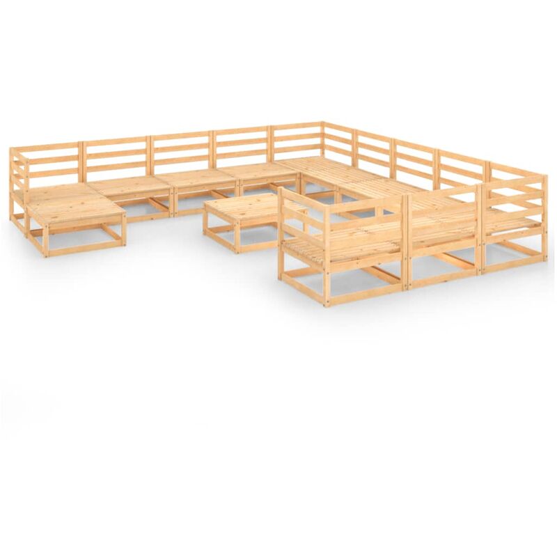

Juego de muebles de jardín 13 pzas y cojines madera pino maciza - Marrón - Youthup