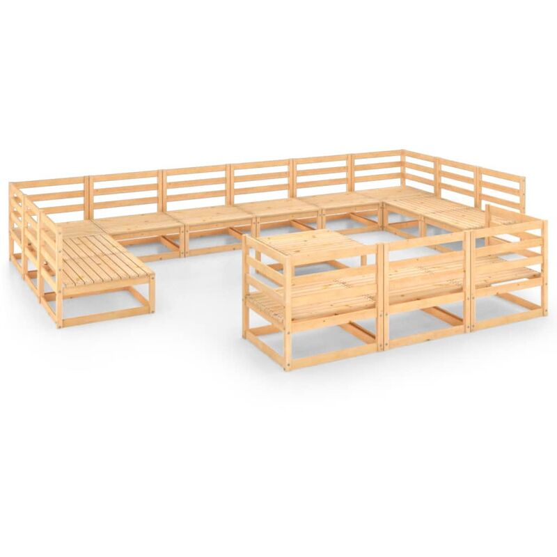 

Juego de muebles de jardín 14 pzas y cojines madera maciza pino - Marrón - Youthup