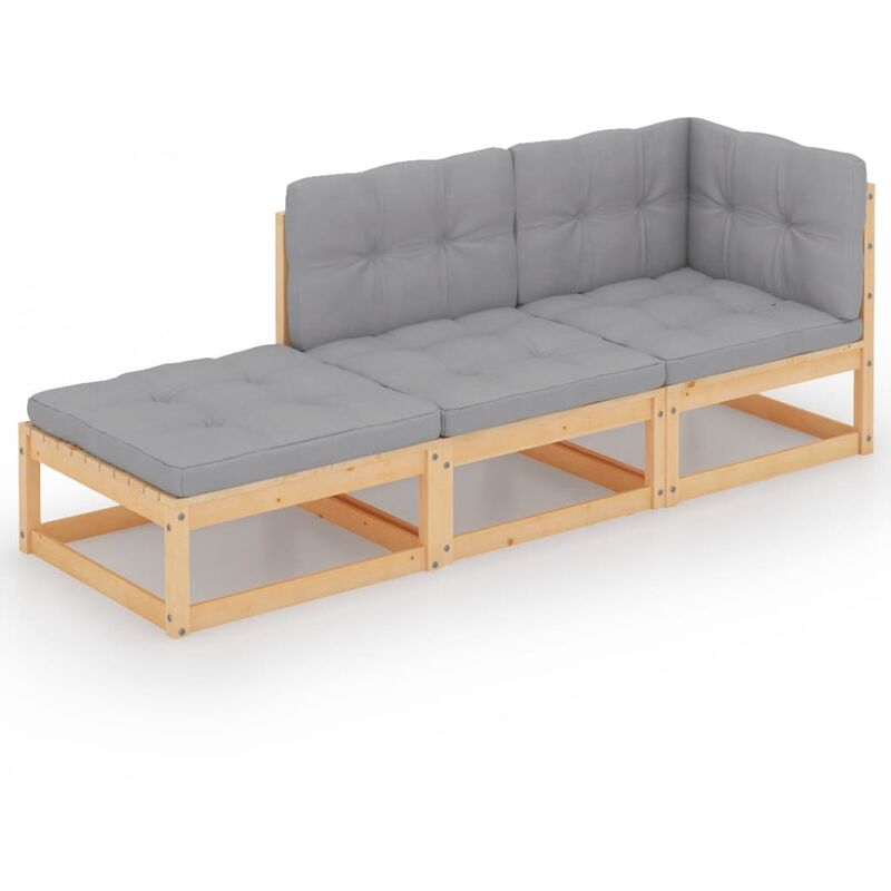 

Juego de muebles de jardín 3 pzas y cojines madera pino maciza - Marrón - Youthup