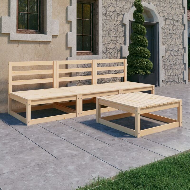 

Juego de muebles de jardín 4 piezas madera maciza pino - Marrón - Youthup