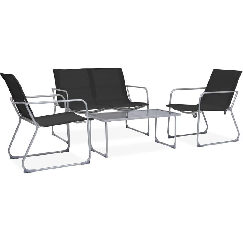 

Juego de muebles de jardín 4 piezas tela y acero negro - Negro - Youthup