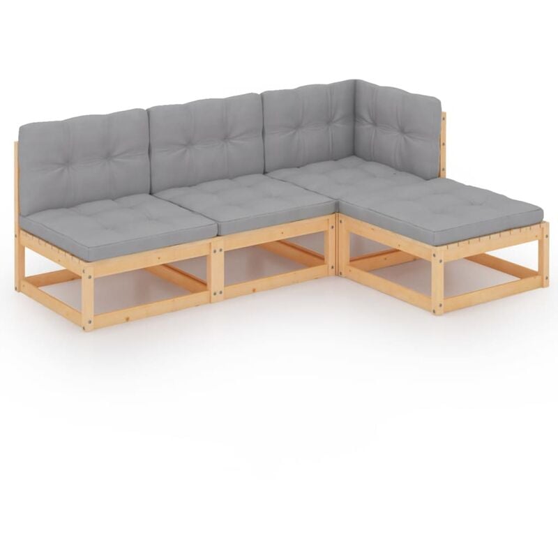 

Juego de muebles de jardín 4 pzas y cojines madera pino maciza - Marrón - Youthup