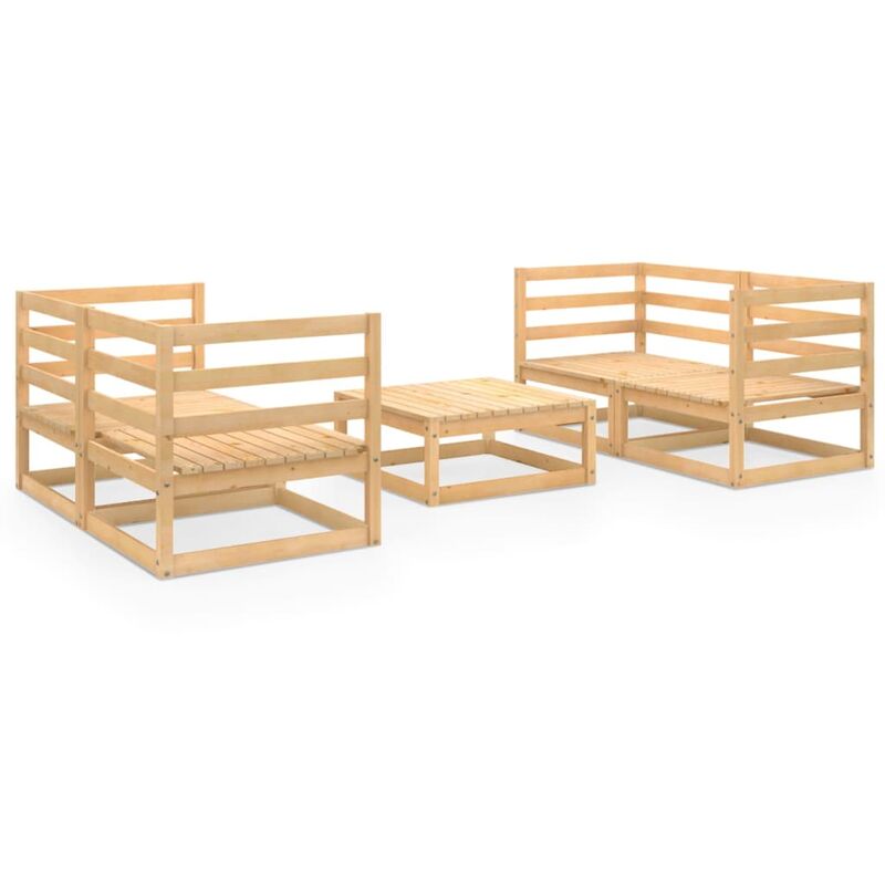 

Juego de muebles de jardín 5 piezas madera de pino maciza - Marrón - Youthup