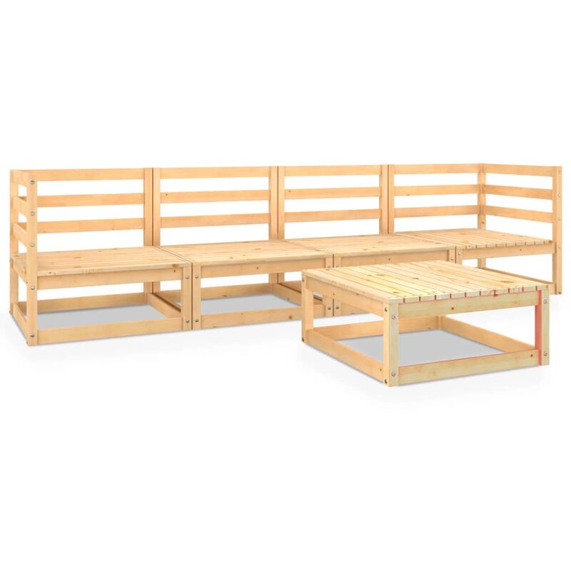 

YOUTHUP Juego de muebles de jardín 5 piezas madera pino maciza - Marrón