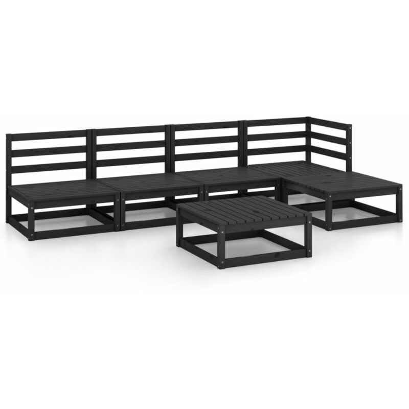

Juego de muebles de jardín 5 piezas negro madera maciza de pino - Negro - Youthup