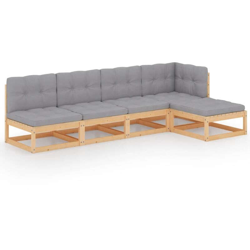 

Juego de muebles de jardín 5 pzas y cojines madera pino maciza - Marrón - Youthup