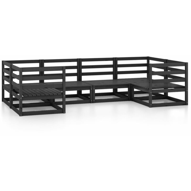 

YOUTHUP Juego de muebles de jardín 6 piezas madera maciza de pino - Negro