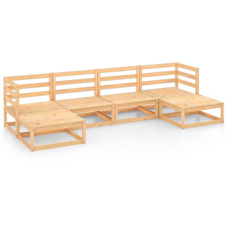 

Juego de muebles de jardín 6 pzas y cojines madera pino maciza - Marrón - Youthup